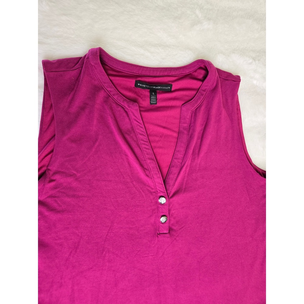 White House Black Market Magenta Pink Sleeveless Henley Tunic Dress Large - Picture 3 of 10